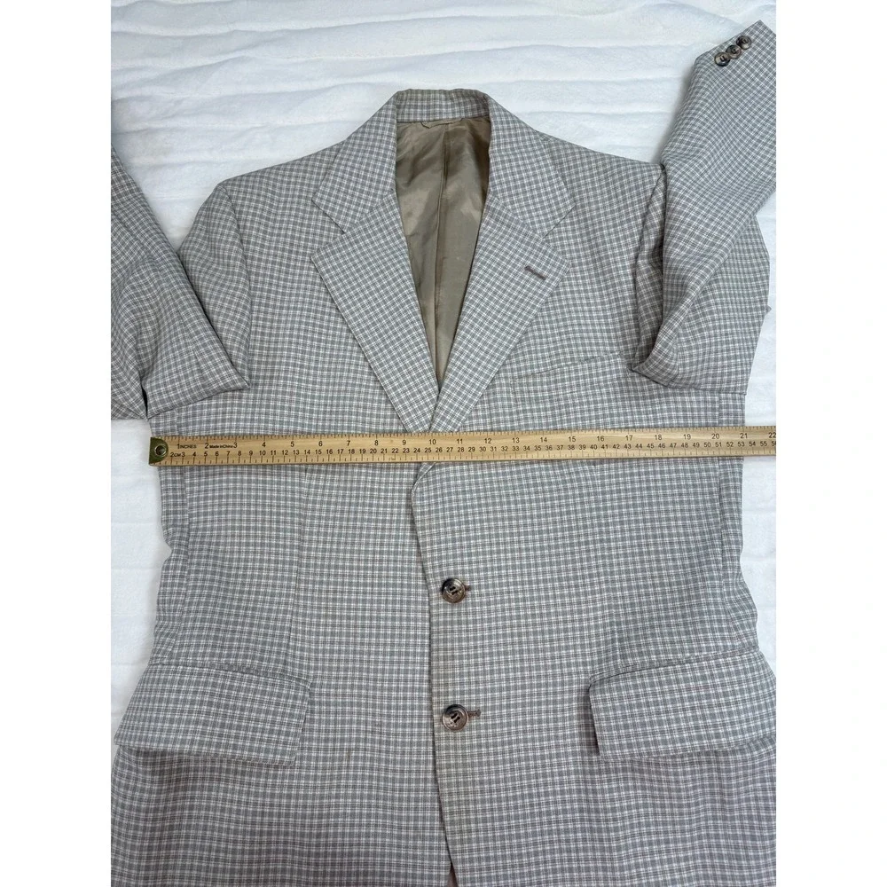 Vintage Century Club 2 Piece Suit Mens 42R Plaid‎ Blazer Vest Jacket 70s